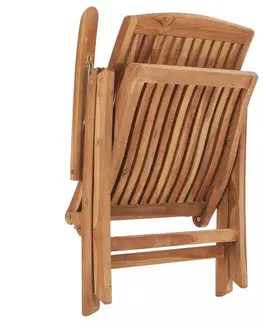 Zahradné stoličky Záhradná stolička 4 ks teak / látka Dekorhome Tmavo zelená