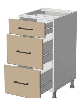 Kuchynské skrinky dolná skrinka so zásuvkami š.40, v.82, Modena LD12S4082, grafit / šedá činčila