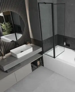 Sprchové dvere MEXEN/S - Cube obdĺžniková vaňa 180 x 80 cm s panelom + vaňová zástena 100 cm, čierna vzor 550518080X9410117070