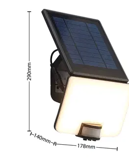 Solárne svetlá so senzorom pohybu PRIOS Prios Yahir solárne nástenné LED, snímač čierna