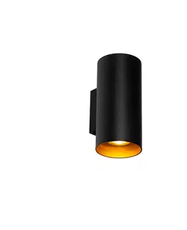 Nastenne lampy Dizajnová nástenná lampa čierna so zlatom - Sab