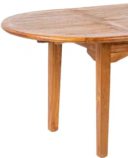 Stolčeky DEOKORK Záhradný teakový stôl ovál ELEGANTE (rôzne dĺžky) 130/180x100 cm