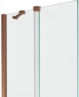 Sprchové dvere MEXEN/S - Velar Dvojkrídlová posuvná vaňová zástena 80 x 150 cm, transparent, ružové zlato 896-080-000-01-60