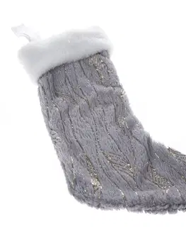 Vianočné dekorácie Vianočná závesná ponožka sivá, 20 x 43 cm