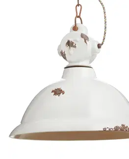 Závesné svietidlá Ferroluce Závesná lampa C1710 z keramiky, biela