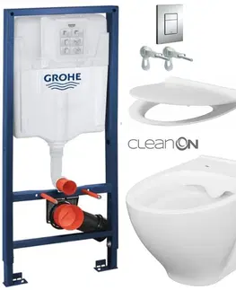 Záchody Rapid SL pre závesné WC 38528SET s chrómovou doskou + WC CERSANIT CLEANON MODUO + SEDADLO 38772001 MO1