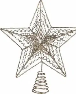 Vianočné dekorácie Kinekus Ozdoba špic hviezda 10 LED 25 cm s časovačom zlatý mix