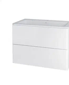 Kúpeľňový nábytok MEREO - Siena, kúpeľňová skrinka s umývadlom z litého mramoru 81 cm, biela lesk CN411M