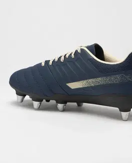 futbal Pánska ragbyová obuv Impact R500 SG8 modro-béžová