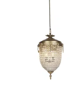 Zavesne lampy Art Deco závesná lampa krištáľ so zlatom 40 cm - Cesar