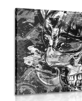 Čiernobiele obrazy Obraz umelecká lebka v čiernobielom prevedení