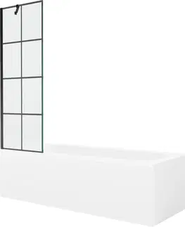 Sprchové dvere MEXEN/S - Vega obdĺžniková vaňa 150 x 70 cm s panelom + vaňová zástena 60 cm, čierna vzor 550115070X9506007077
