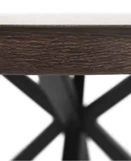 Jedálenské stoly KONDELA Medor okrúhly jedálenský stôl dub tmavý / čierna