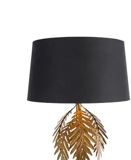 Stojace lampy Vintage stojaca lampa zlatá s bavlneným tienidlom čierna - Botanica