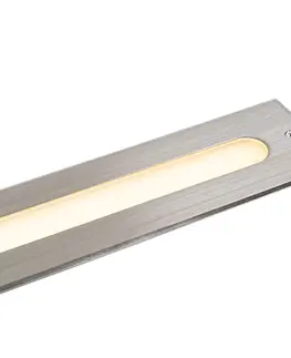 Podlahove vonkajsie svietidla Moderné brúsené oceľové bodové svietidlo 50 cm vrátane LED IP65 - Eline