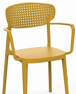 Záhradné stoličky a kreslá Plastová stolička s podrúčkami OSLO (rôzne farby) žltá