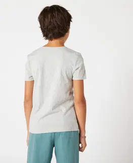 nohavice Chlapčenské tričko 100 na cvičenie sivé s potlačou