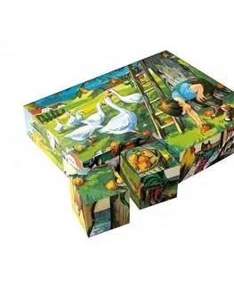 Drevené hračky Kocky kubus Na statku drevo 20ks v krabičke 20x16x4cm