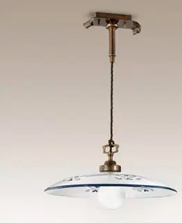 Závesné svietidlá Cremasco Závesná lampa Bassano, 1-plameňová, modré detaily