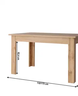 Jedálenské stoly Rozkladací stôl, dub wotan, 132-175x80 cm, MORATIZ