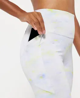 nohavice Dámske fitness legíny 520 tvarujúce s potlačou anízovo žlté