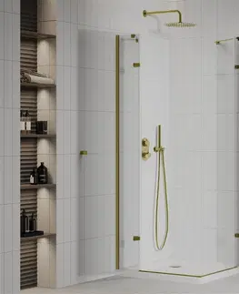 Vane MEXEN/S - Roma Duo sprchovací kút 70x70, transparent, zlatá + vanička so sifónom 854-070-070-50-02-4010G