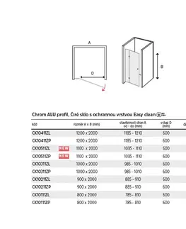 Sprchovacie kúty MEREO - Sprchové dvere, Novea, 90x200 cm, chróm ALU, sklo Číre, pravé prevedenie CK10211ZP