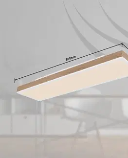 Stropné svietidlá Globo LED stropné svietidlo Doro, dĺžka 80 cm, tmavé drevo, drevo, CCT