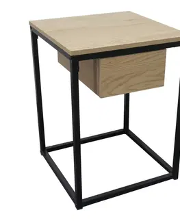 Konferenčné stolíky Príručný stolík, dub/čierna, NAVARO TYP 3