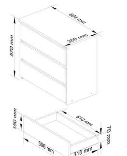 Nočné stolíky Moderný nočný stolík CLAN60, biely/biely lesk