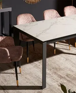 Jedálenské stoly Rozkladací jedálenský stôl LITAI Dekorhome Bielo-sivý mramor