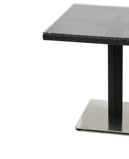 Stolčeky DEOKORK Záhradný ratanový stôl GINA 80x80 cm (čierna)