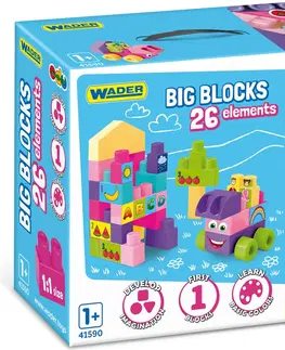 Hračky stavebnice WADER - Veľké bloky 26 ks ružové