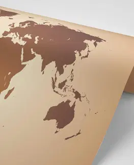 Samolepiace tapety Samolepiaca tapeta mapa sveta v odtieňoch hnedej