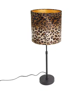 Stolove lampy Stolová lampa čierny zamatový odtieň leopardie prevedenie 25 cm - Parte