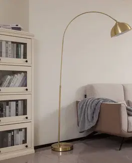 Stojacie lampy do obývačky Lindby Lindby Lennart stojacia lampa mosadzná matná
