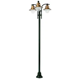 Verejné osvetlenie K.S. Verlichting 3-svetelné stĺpikové svietidlo Toscane, zelené