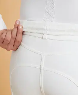 nohavice Dámske jazdecké nohavice - rajtky Kipwarm 500 na súťaže hrejivé a vodoodpudivé biele