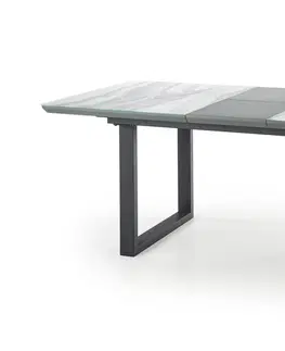 Jedálenské stoly HALMAR Marley rozkladací jedálenský stôl biely mramor / čierna