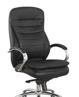 Kancelárske stoličky Kožené kancelárske kreslo K-154, čierne