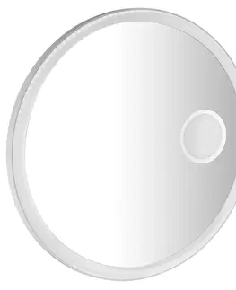 Kúpeľňa SAPHO - FLOAT okrúhle LED podsvietené zrkadlo, ø 90cm, kozm.zrkadlo, IR senzor, 3500-6500°K, biely FT900