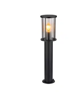 Vonkajšie stojanové svietidlá Globo Podstavné svetlo Gracey, výška 60 cm, čierna farba, nerezová oceľ, IP54
