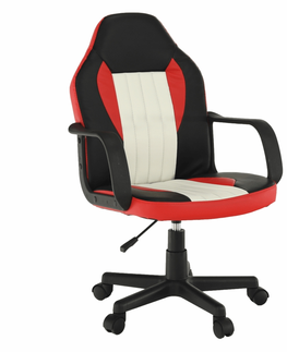 Kancelárske stoličky KONDELA Malik New kancelárske kreslo s podrúčkami čierna / červená / béžová