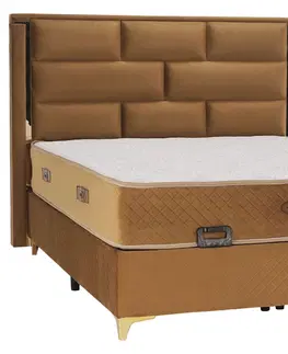 Postele KONDELA Goldbia boxspringová manželská posteľ 160x200 cm svetlohnedá