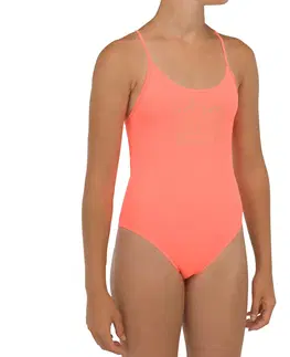 surf Dievčenské plavky Hiloe 100 jednodielne oranžové