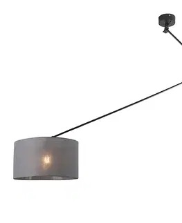 Zavesne lampy Inteligentná závesná lampa čierna s tienidlom tmavošedá 35 cm vrátane Wifi A60 - Blitz