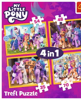 Hračky puzzle TREFL -  Puzzle 4v1 - Zoznámte sa s Poníkmi / Hasbro, My Little Pony