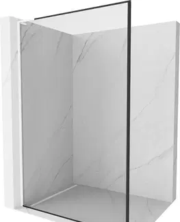 Sprchové dvere MEXEN/S - Kioto L Sprchová zástena WALK-IN 60 x 200, čierny vzor, biela 800-060-103-20-70