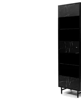 Nábytok do obývačky ArtGiB Vitrína VEROLI VR-04 | čierna / čierny mramor