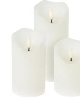 Vianočné dekorácie Sada LED sviečok Wick flame 3 ks, biela